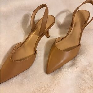 Elegant Tan Slingback Heels Ann Taylor